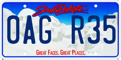 SD license plate 0AGR35