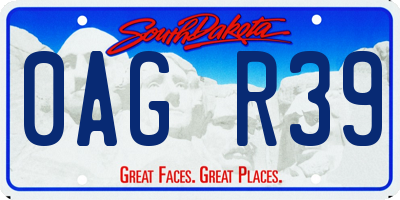 SD license plate 0AGR39