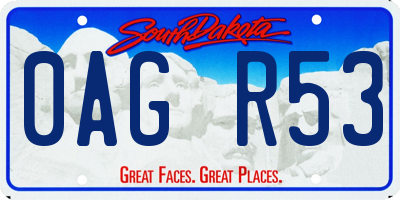 SD license plate 0AGR53