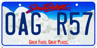 SD license plate 0AGR57