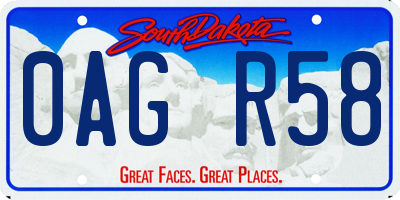 SD license plate 0AGR58