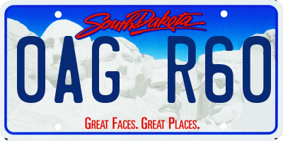 SD license plate 0AGR60