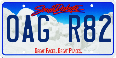 SD license plate 0AGR82