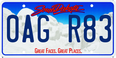 SD license plate 0AGR83