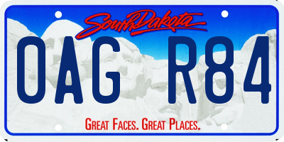 SD license plate 0AGR84