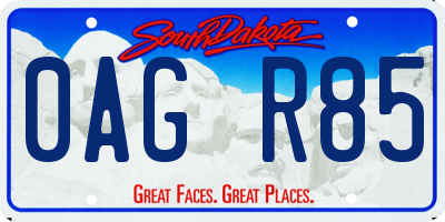 SD license plate 0AGR85