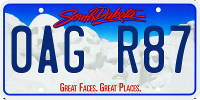 SD license plate 0AGR87