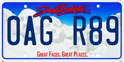 SD license plate 0AGR89