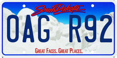 SD license plate 0AGR92