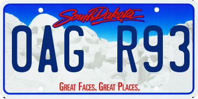 SD license plate 0AGR93