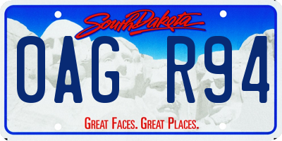 SD license plate 0AGR94