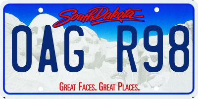 SD license plate 0AGR98