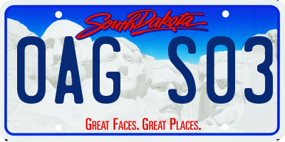 SD license plate 0AGS03