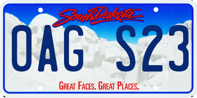 SD license plate 0AGS23