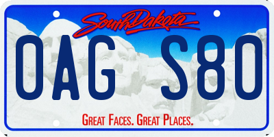 SD license plate 0AGS80