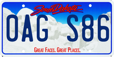 SD license plate 0AGS86