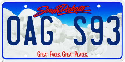 SD license plate 0AGS93