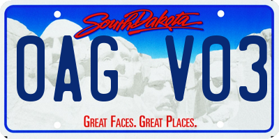 SD license plate 0AGV03