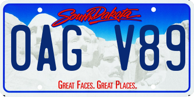 SD license plate 0AGV89