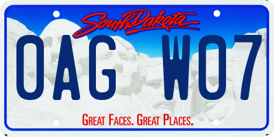 SD license plate 0AGW07