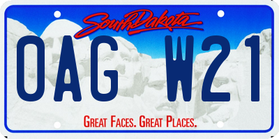 SD license plate 0AGW21