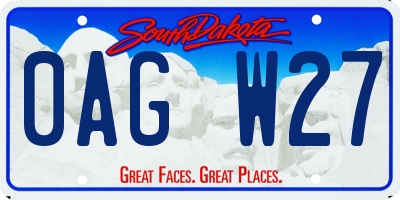 SD license plate 0AGW27