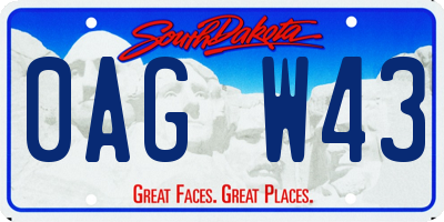 SD license plate 0AGW43