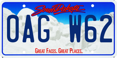 SD license plate 0AGW62