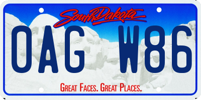 SD license plate 0AGW86