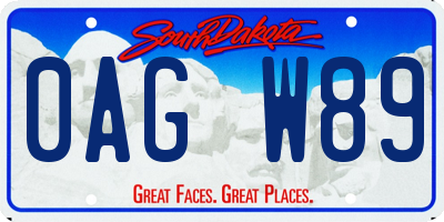 SD license plate 0AGW89