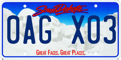 SD license plate 0AGX03