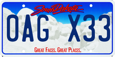 SD license plate 0AGX33