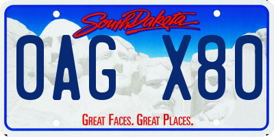 SD license plate 0AGX80