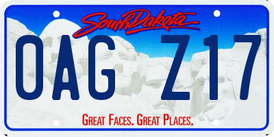 SD license plate 0AGZ17