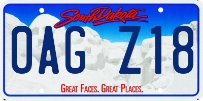 SD license plate 0AGZ18