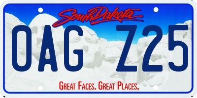 SD license plate 0AGZ25