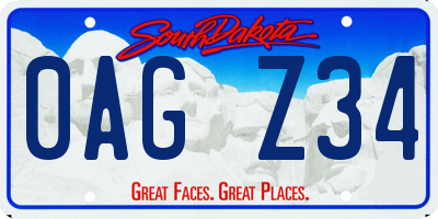 SD license plate 0AGZ34