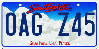 SD license plate 0AGZ45