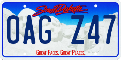 SD license plate 0AGZ47