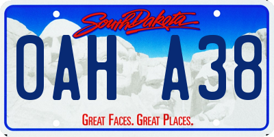 SD license plate 0AHA38