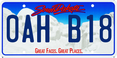 SD license plate 0AHB18