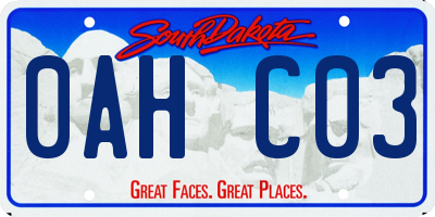 SD license plate 0AHC03