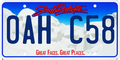 SD license plate 0AHC58