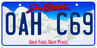 SD license plate 0AHC69