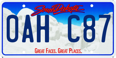 SD license plate 0AHC87