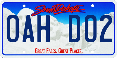 SD license plate 0AHD02