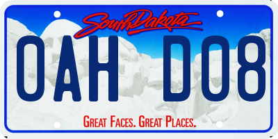 SD license plate 0AHD08