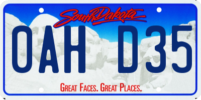 SD license plate 0AHD35