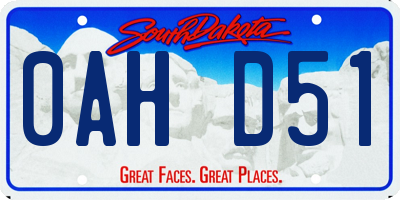 SD license plate 0AHD51