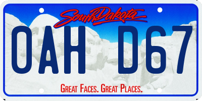 SD license plate 0AHD67